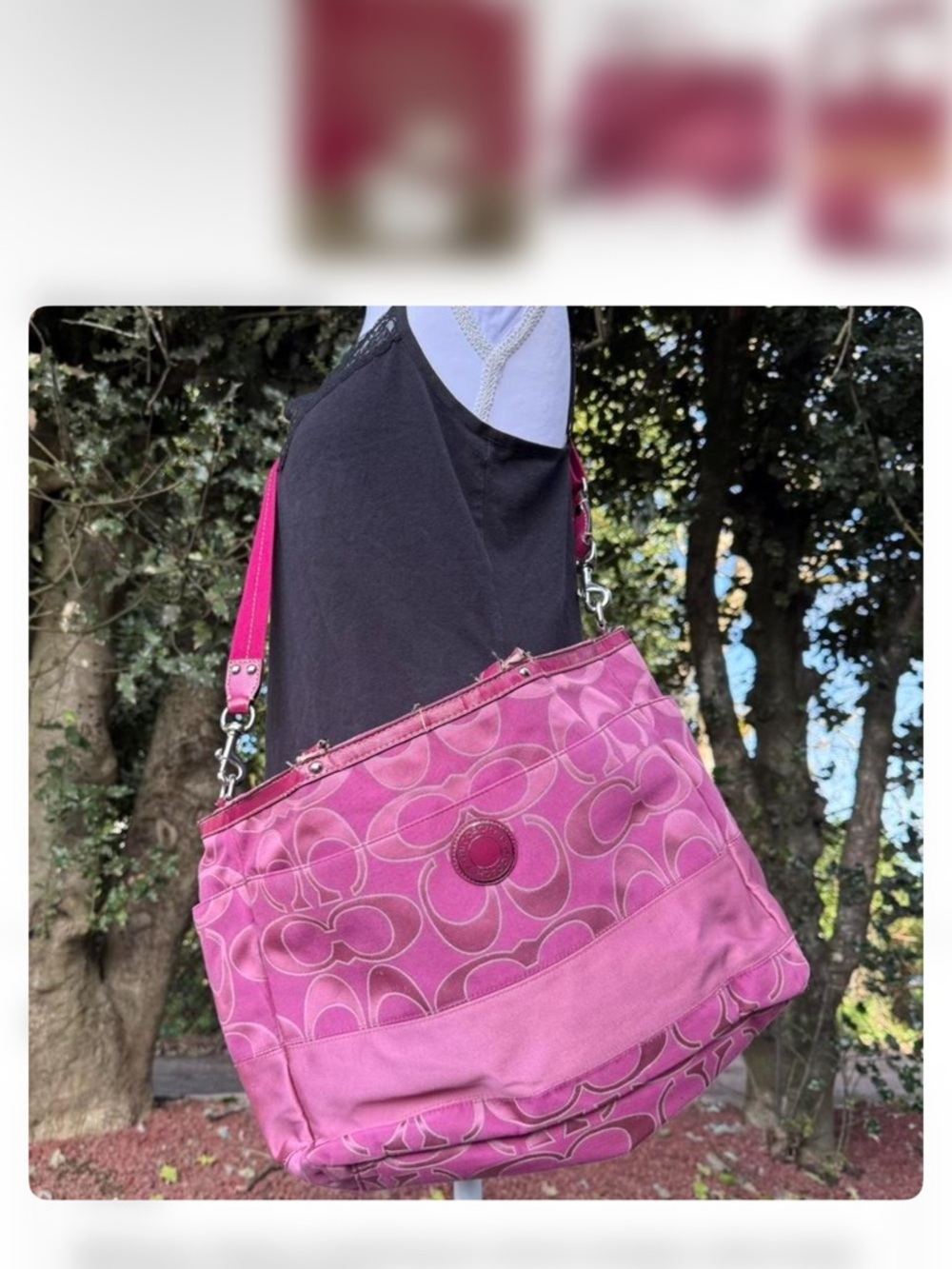 Coach Pink Signature Canvas Shoulder Tote